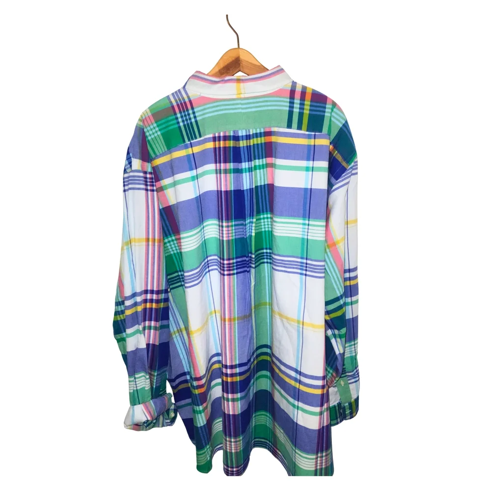 Polo Ralph Lauren Blue and Green Plaid‎ Classic Fit Shirt, 4XB